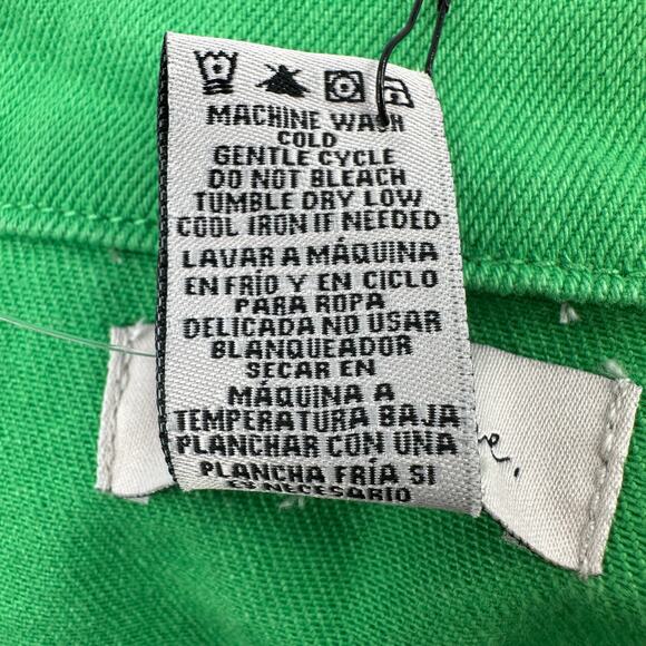 If It Were Me Denim Shacket WMNS L Apple Green Cotton Utility Pockets Button Up - Picture 8 of 8